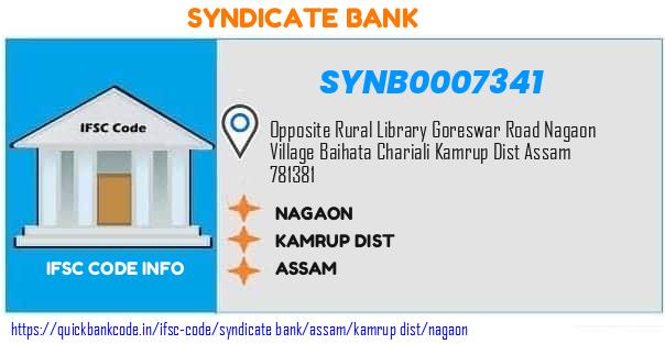 Syndicate Bank Nagaon SYNB0007341 IFSC Code