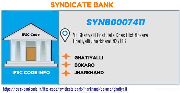 Syndicate Bank Ghatiyalli SYNB0007411 IFSC Code