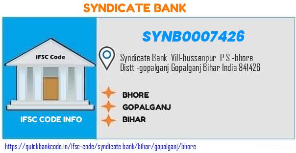 Syndicate Bank Bhore SYNB0007426 IFSC Code