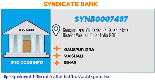 Syndicate Bank Gauspur Izra SYNB0007497 IFSC Code