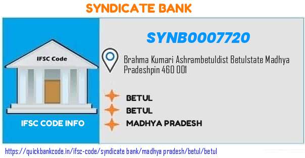 Syndicate Bank Betul SYNB0007720 IFSC Code