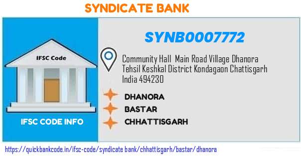 Syndicate Bank Dhanora SYNB0007772 IFSC Code
