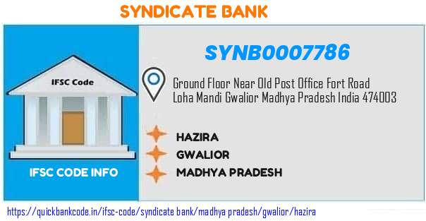 Syndicate Bank Hazira SYNB0007786 IFSC Code