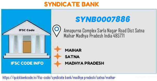 Syndicate Bank Maihar SYNB0007886 IFSC Code