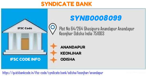 Syndicate Bank Anandapur SYNB0008099 IFSC Code