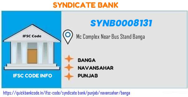 Syndicate Bank Banga SYNB0008131 IFSC Code