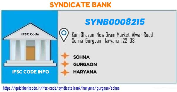 Syndicate Bank Sohna SYNB0008215 IFSC Code