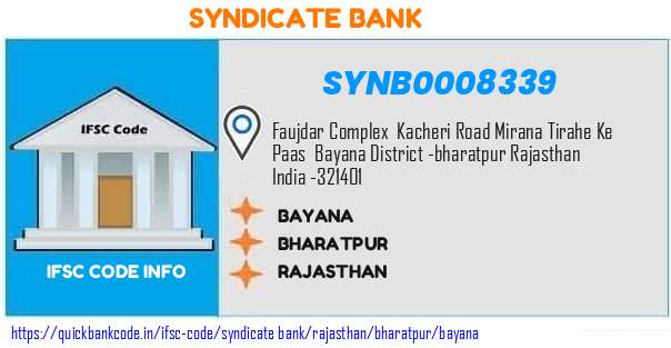 Syndicate Bank Bayana SYNB0008339 IFSC Code