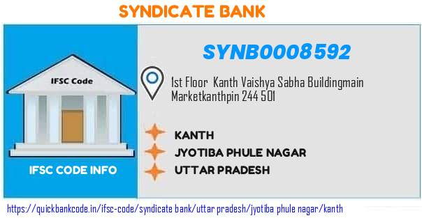 Syndicate Bank Kanth SYNB0008592 IFSC Code