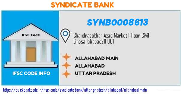 Syndicate Bank Allahabad Main SYNB0008613 IFSC Code