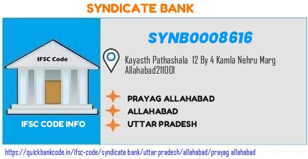 Syndicate Bank Prayag Allahabad SYNB0008616 IFSC Code