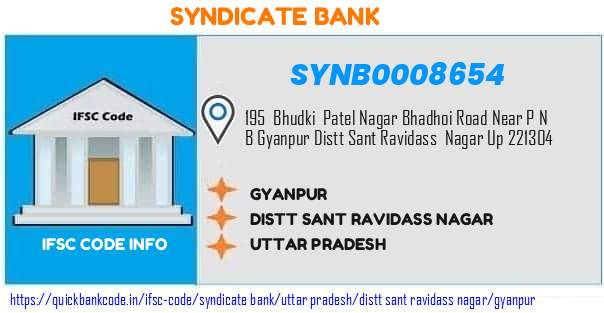 Syndicate Bank Gyanpur SYNB0008654 IFSC Code