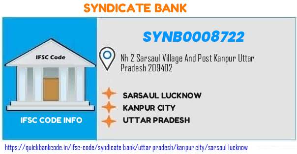Syndicate Bank Sarsaul Lucknow SYNB0008722 IFSC Code