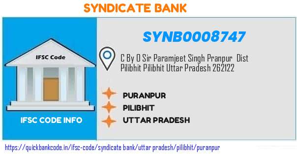 Syndicate Bank Puranpur SYNB0008747 IFSC Code