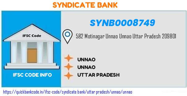 Syndicate Bank Unnao SYNB0008749 IFSC Code