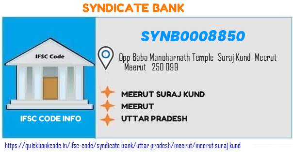 Syndicate Bank Meerut Suraj Kund SYNB0008850 IFSC Code