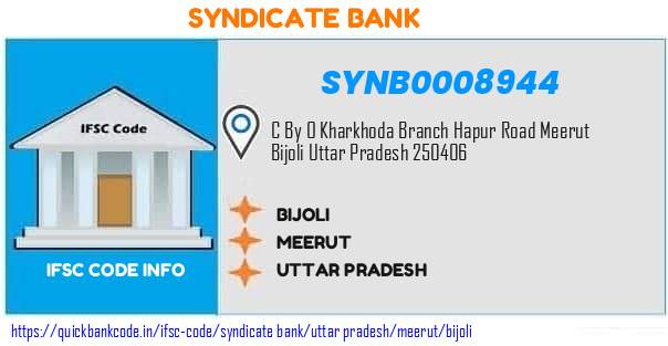 Syndicate Bank Bijoli SYNB0008944 IFSC Code