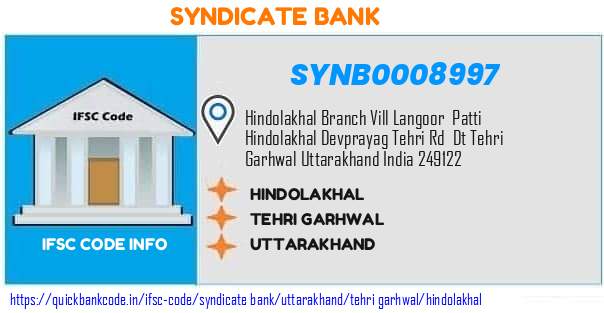 Syndicate Bank Hindolakhal SYNB0008997 IFSC Code