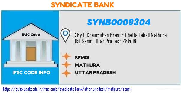 Syndicate Bank Semri SYNB0009304 IFSC Code