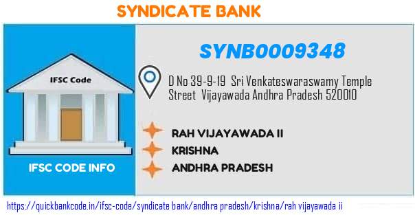 Syndicate Bank Rah Vijayawada Ii SYNB0009348 IFSC Code