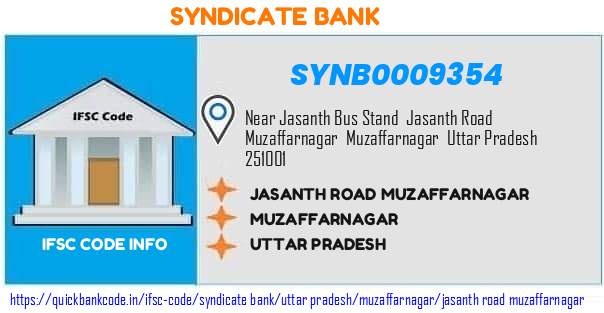 Syndicate Bank Jasanth Road Muzaffarnagar SYNB0009354 IFSC Code
