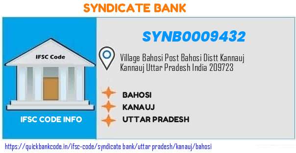 Syndicate Bank Bahosi SYNB0009432 IFSC Code
