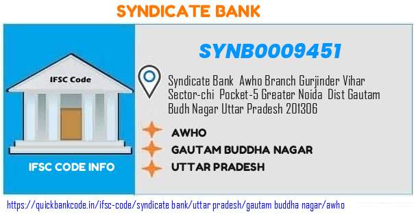 Syndicate Bank Awho SYNB0009451 IFSC Code