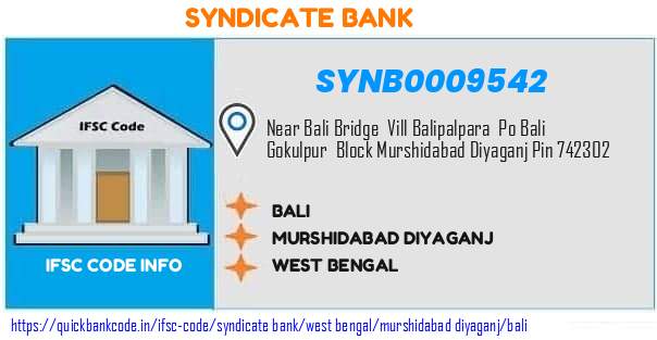Syndicate Bank Bali SYNB0009542 IFSC Code