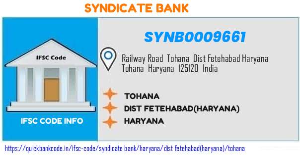 Syndicate Bank Tohana SYNB0009661 IFSC Code