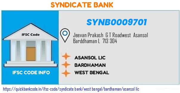 Syndicate Bank Asansol Lic SYNB0009701 IFSC Code