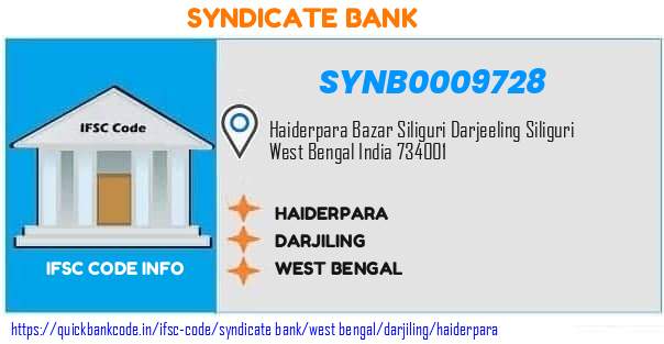 Syndicate Bank Haiderpara SYNB0009728 IFSC Code