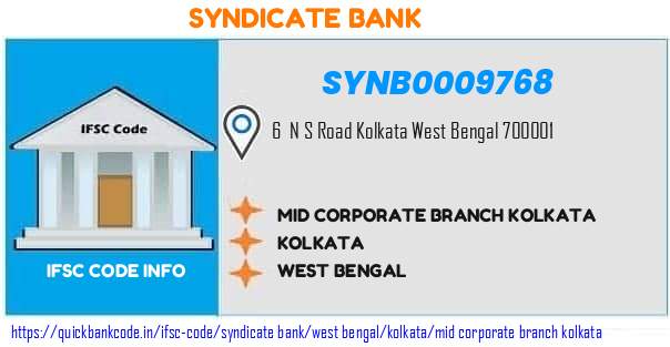 Syndicate Bank Mid Corporate Branch Kolkata SYNB0009768 IFSC Code