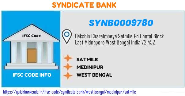 Syndicate Bank Satmile SYNB0009780 IFSC Code