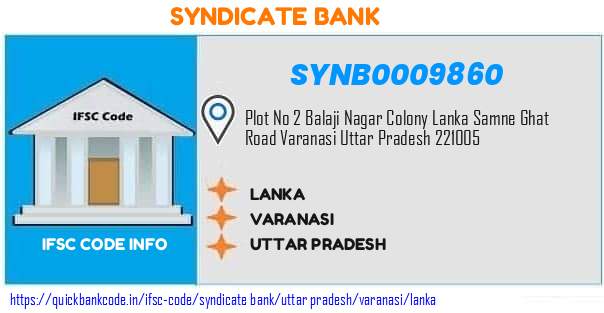 Syndicate Bank Lanka SYNB0009860 IFSC Code