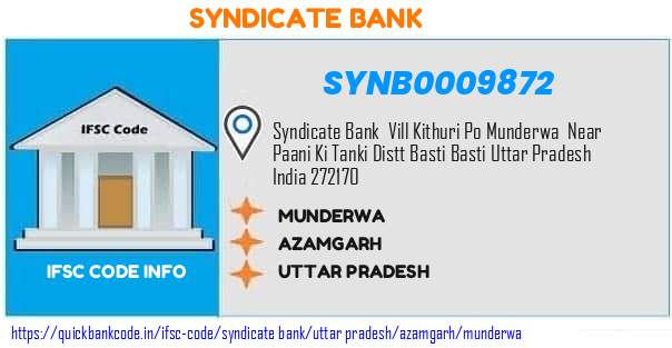 Syndicate Bank Munderwa SYNB0009872 IFSC Code