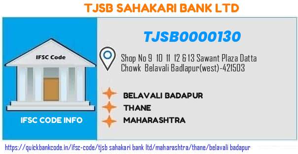 Tjsb Sahakari Bank Belavali Badapur TJSB0000130 IFSC Code