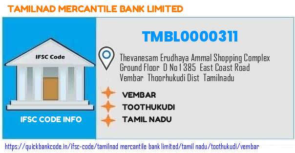 Tamilnad Mercantile Bank Vembar TMBL0000311 IFSC Code