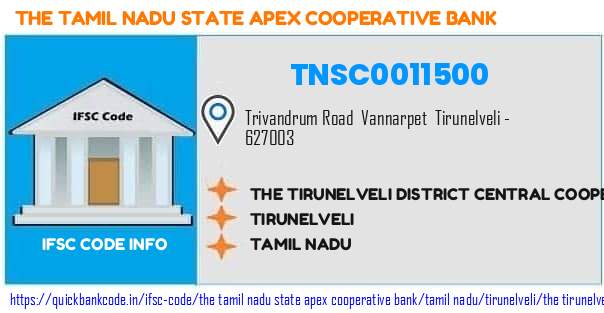 The Tamil Nadu State Apex Cooperative Bank The Tirunelveli District Central Cooperative Bank  TNSC0011500 IFSC Code