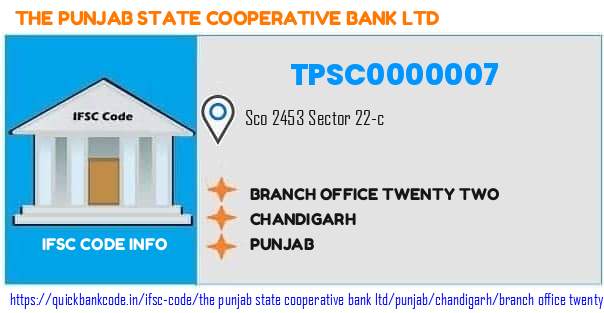 The Punjab State Cooperative Bank Branch Office Twenty Two TPSC0000007 IFSC Code