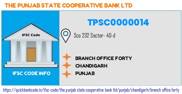 TPSC0000014 Punjab State Co-operative Bank. BRANCH OFFICE FORTY