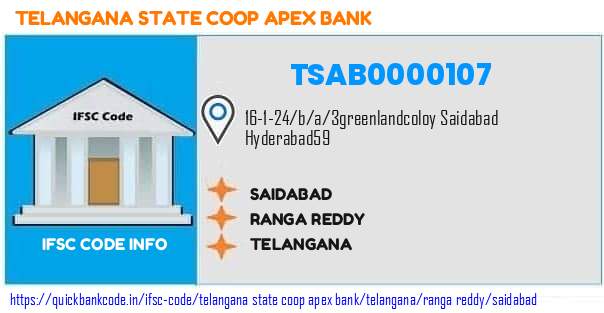 Telangana State Coop Apex Bank Saidabad TSAB0000107 IFSC Code