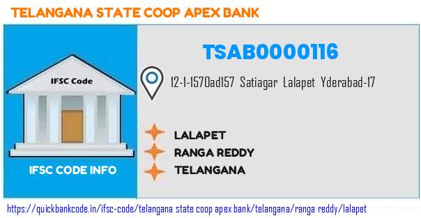 Telangana State Coop Apex Bank Lalapet TSAB0000116 IFSC Code