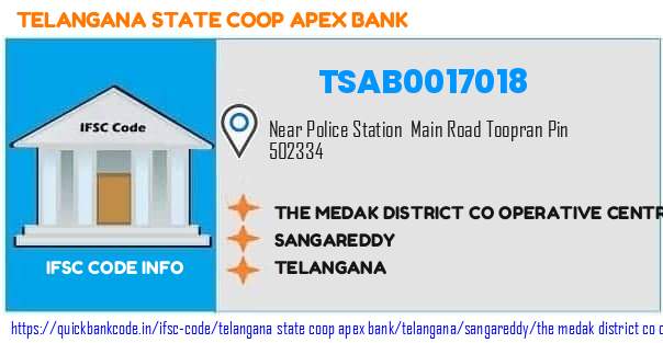 Telangana State Coop Apex Bank The Medak District Co Operative Central Bank  Toopran TSAB0017018 IFSC Code