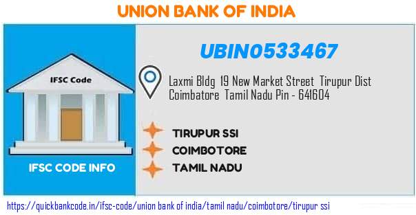 Union Bank of India Tirupur Ssi UBIN0533467 IFSC Code