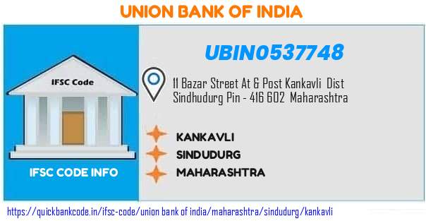 UBIN0537748 Union Bank of India. KANKAVLI