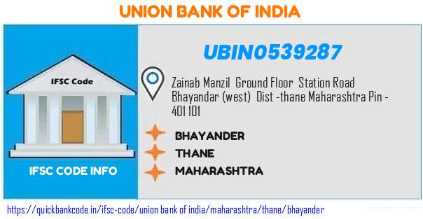 UBIN0539287 Union Bank of India. BHAYANDER