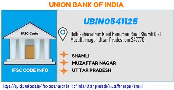 Union Bank of India Shamli UBIN0541125 IFSC Code