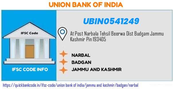 UBIN0541249 Union Bank of India. NARBAL