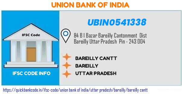 Union Bank of India Bareilly Cantt UBIN0541338 IFSC Code