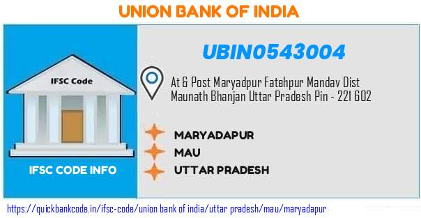 Union Bank of India Maryadapur UBIN0543004 IFSC Code